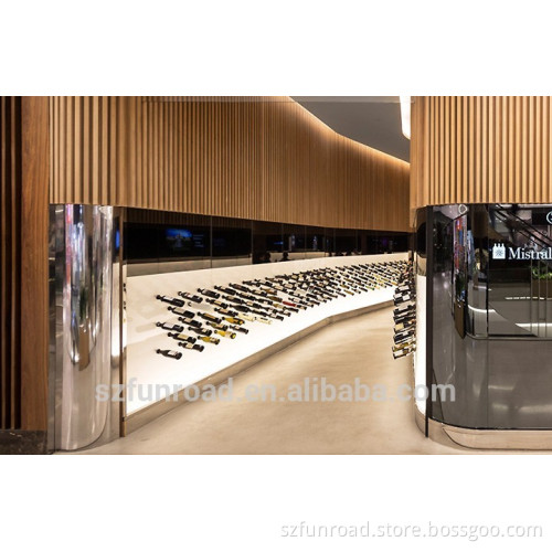 Contemprary wine display shelf for wine retail store